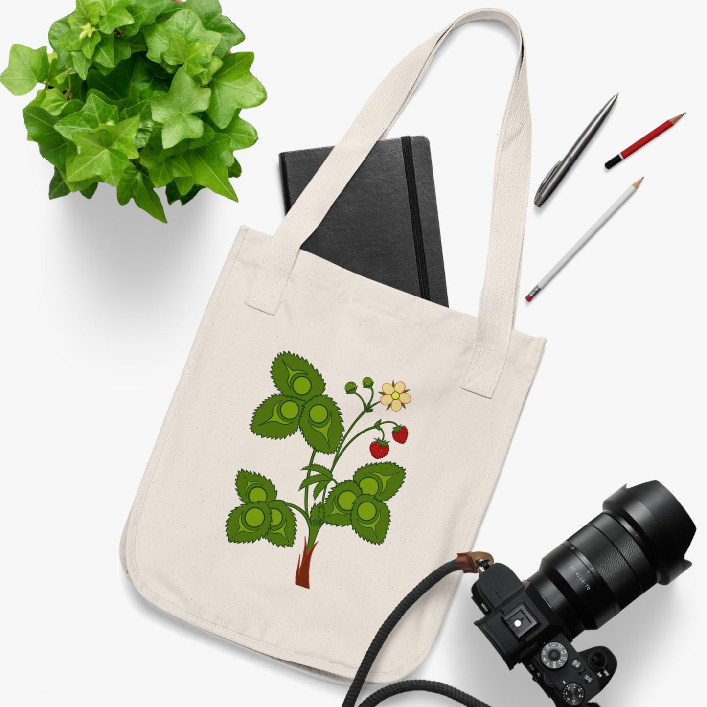 Wild Strawberry Organic Canvas Tote Bag