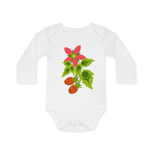 Coast Salish Salmonberry Onesie -100% Organic Cotton